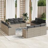 vidaXL 12-dijelni set vrtnih sofa poliratan s jastucima svijetlosivi Cijene