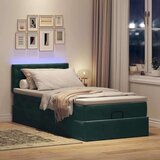 vidaXL Otomanski posteljni okvir z vzmetnico zelen 90x200 cm žamet, (21608555) | Shoptok.si