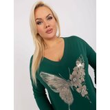 Fashion Hunters Navy green plus size blouse with a neckline Cene