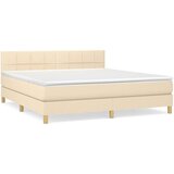  Box spring postelja z vzmetnico krem 180x200 cm blago | Shoptok.si
