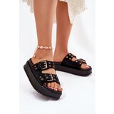 Boto Ladies Sandals With Golden Buckles On Platform Black Virvania | shoptok.hr
