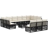 vidaXL Vrtna sedežna garnitura 14 pcs Črna poli ratan, (5000270347) | Shoptok.si