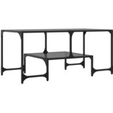  Stolić za kavu s crnom staklenom površinom 98,5x50x45 cm čelik | shoptok.hr