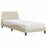 vidaXL Postelja z vzmetnico krem 90x190 cm blago, (21165966) | Shoptok.si