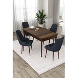 Hanah home trpezarijski set Eta, sto na razvlačenje i 4 stolice, ploča u dekoru drveta Baroque, antracit tkanina Babyface | Eponuda.com