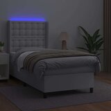  Box spring s madracem LED bijeli 90x200 cm umjetna koža | shoptok.hr