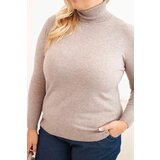 Kesi Włoski Plus Size women's sweater made of viscose in a classic cut fango | Shoptok.si