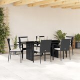 vidaXL 7-dijelni vrtni blagovaonski set s jastucima crni od poliratana | shoptok.hr