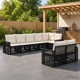  Sjedeća garnitura za vrt 8 kom. Crna i krem-bijela poliratan | shoptok.hr
