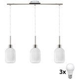  LED luster na sajli HARMA 3xE27/60W/230V mat hrom/bela | Eponuda.com