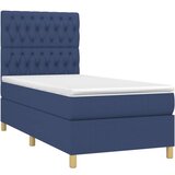  Box spring postelja z vzmetnico LED modra 90x200 cm blago | Shoptok.si