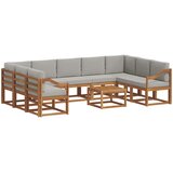  Set vanjskih sofa 10 kom. Prirodna i svijetlo siva | shoptok.hr