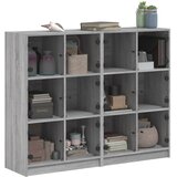  Regal za knjige s vratima siva boja hrasta 136x37x109 cm drveni | shoptok.hr