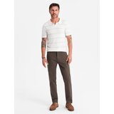 Ombre Men's REGULAR FIT chino pants with fine texture - brown Cijene