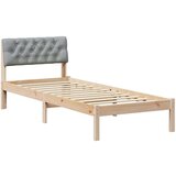  Okvir kreveta s uzglavljem Smeđa i svijetlo siva 75 x 190 cm | shoptok.hr