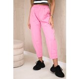 Kesi Włoski Trousers with pockets Summer Punto light pink Cene
