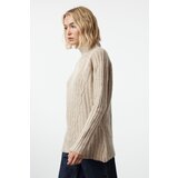 Trendyol Beige Soft Textured Knit Detailed High Collar Knitwear Sweater Cene