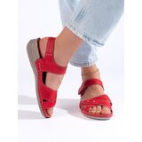 Shelvt Lightweight red women's platform sandals | Shoptok.si