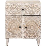  Posteljna omarica Bela 50 x 33 x 60 cm Masiven les manga, (5000210726) | Shoptok.si