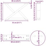  Noge za mizo za kavo 2 kosa Naravno jeklo 60x(30-31,3) cm Jeklo, (21828623) | Shoptok.si