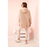 Polski Women's cotton set with a hoodie and high-waisted leggings beige | shoptok.hr