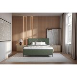 MID.YOU OBLAZINJENA POSTELJA 160 cm x 200 cm , les, tekstil, leseni material temno zelena | Shoptok.si