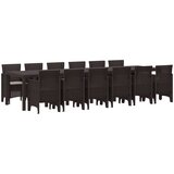 vidaXL 13-dijelni set za obedovanje u vrtu s jastučićima smeđi poli ratan, vrtni stol smeđi 200x100x73 cm poli ratan, vrtni stol smeđi 150x100x73 cm poli ratan, vrtne stolice s jastučićima 4 komada smeđi poli ratan Cijene