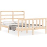 The Living Store Posteljni okvir z vzglavjem 140x190 cm trden les - Posteljni Okvir, (21526326) | Shoptok.si