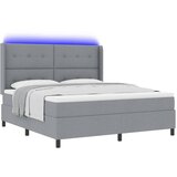  LED Box Spring Krevet Svijetlo siva 180 x 200 cm tkanina | Eponuda.com