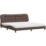  Krevet s madracem smeđi 200x200 cm umjetna koža | shoptok.hr