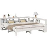  Knjižna postelja brez vzmetnice bela 200x200 cm trdna borovina | Shoptok.si