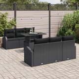  7-delni set vrtnega kavča z blazinami, črn poli ratan, (22092141) | Shoptok.si