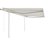 vidaXL Avtomatsko zložljiva tenda s stebrički 4,5x3 m krem | Shoptok.si