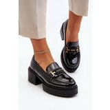 Kesi Women's patent leather loafers with massive heels, black Ridulvi Cene