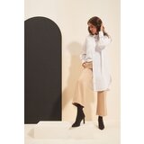 Marisse Oversized Shirt With Gold Buttons, White Cene