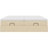 vidaXL Otomanski posteljni okvir z vzmetnicami krem 160x200 cm blago, (21609627) | Shoptok.si
