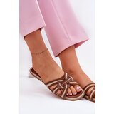 Boto Ladies Flat Slippers With Intertwined Straps Brown Acimine | ePonuda.com
