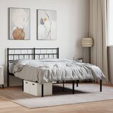 Maison Chic Kovinski Posteljni okvir - Dvoposteljna postelja - Zakonska postelja z vzglavjem črn 120x200 cm, (21692404) | Shoptok.si