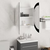  Kupaonski ormarić s okruglim ogledalom LED bijeli 54x54x17,5 cm | shoptok.hr