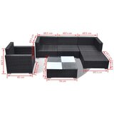  Vrtna sedežna garnitura 6-delna z blazinami poli ratan črna, (20667708) | Shoptok.si