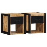 vidaXL Nočne omarice 2 kosa 40x35x40 cm Masivni neobdelan les Mango Cene