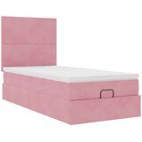 vidaXL Otomanski posteljni okvir z vzmetnicami roza 100x200cm žamet | Shoptok.si