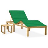 Maison Chic Vrtni Ležalnik - Sončna ležalnik z mizico in blazino impregnirana borovina, (22043018) | Shoptok.si