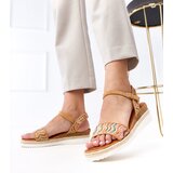  Brown Crochet Wedge Sandals Versala | shoptok.hr