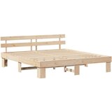 vidaXL Konstrukcija postelje Rjava 200 x 200 cm Trden borov les, (5000022635) | Shoptok.si