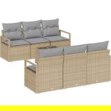  Set od 7 komada za vrtni kauč s jastučićima bež poli ratan | shoptok.hr
