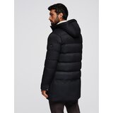 Ombre Men's long quilted jacket with hood - black | Shoptok.si