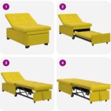 vidaXL Kauč na razvlačenje 3-u-1 Žuti Baršun | shoptok.hr