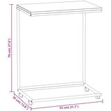 vidaXL Stranska mizica s kolesi bela 55x35x70 cm konstruiran les | Shoptok.si