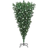 vidaXL Obrnjen umeten božičTree z nizom žogic Zelena 240 cm PVC | Shoptok.si